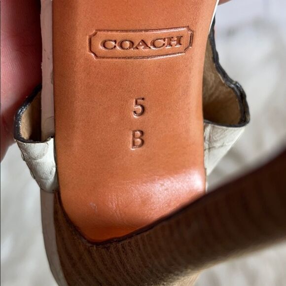 Coach Dani White Python Platform Sandals Sz 5 - Picture 5 of 6